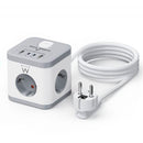 EWENT EXTENSA0 ELETRICA 3 TOMADAS CUBICA SHUKO 2XUSB-C 2XUSB 2MT
