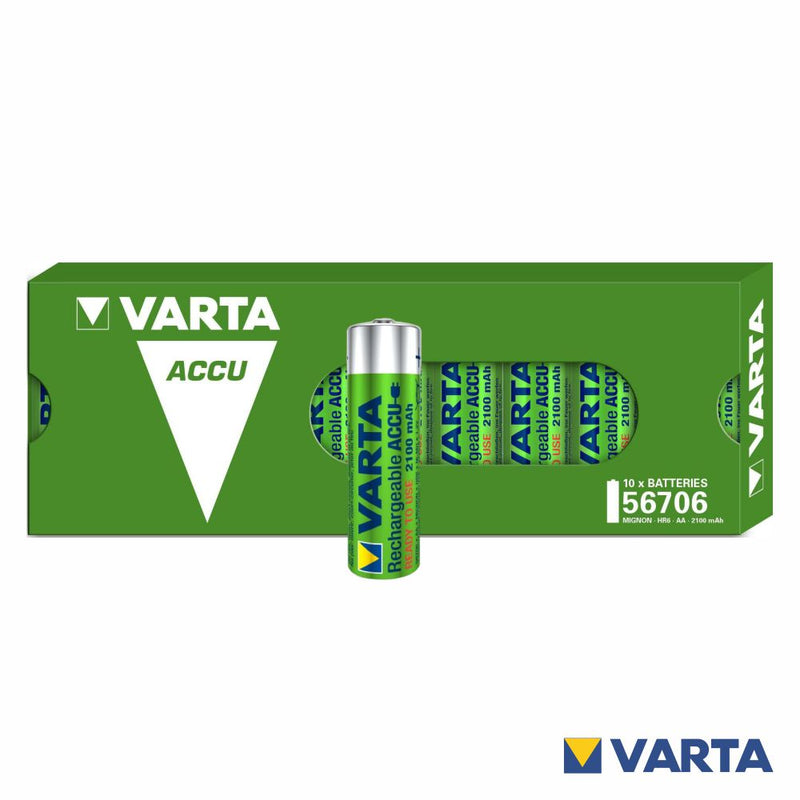 PILHA RECARREGÁVEL AA 1.2V 2100MA 10X READY2USE VARTA