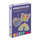 KIT DE BORDADO INFANTIL BORBOLETA, ARCO-ÍRIS E CORAÇÃO.