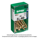 CAIXA 20 UNID. PARAFUSO MADEIRA SPAX CABEZA PLANA YELLOX 3,5X40MM