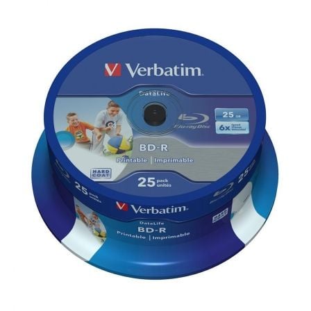 VERBATIM BLU-RAY BD-R 6X 25GB PRINTABLE BOBINE (CAKE) PACK 25