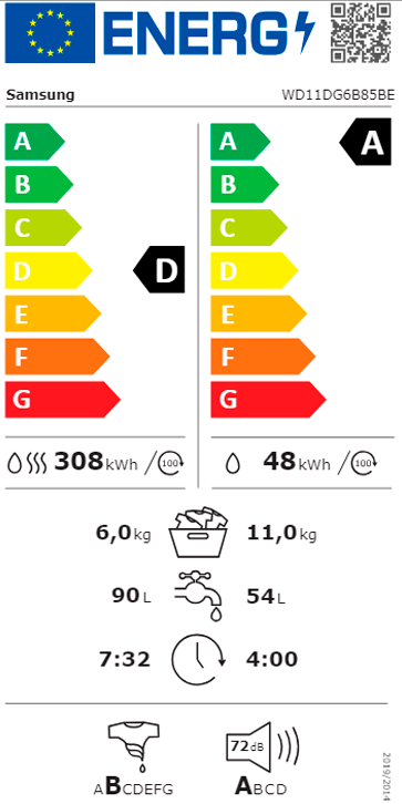 MÁQUINA DE LAVAR E SECAR ROUPA SAMSUNG - WD11DG6B85BEU3