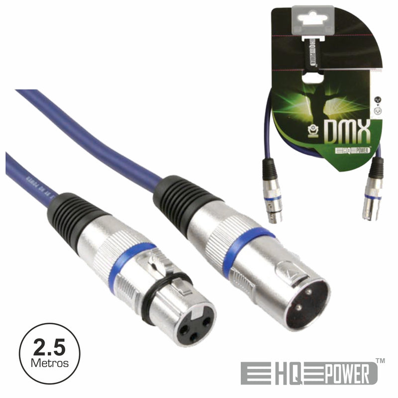 CABO DMX XLR 3P MACHO  XLR 3P FÊMEA 2.5M HQ POWER