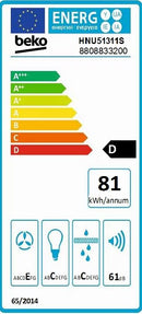 Beko HNU51311S exaustor para cozinha Embutido Prateado 381 m³/h D