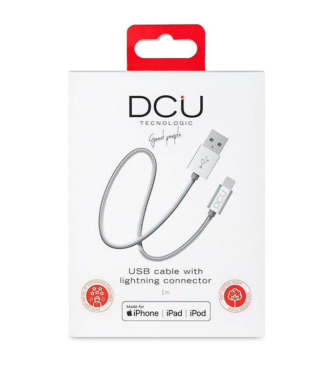 CABLE DCU LIGHTNING A USB A 1M PLATA ALUMINIO