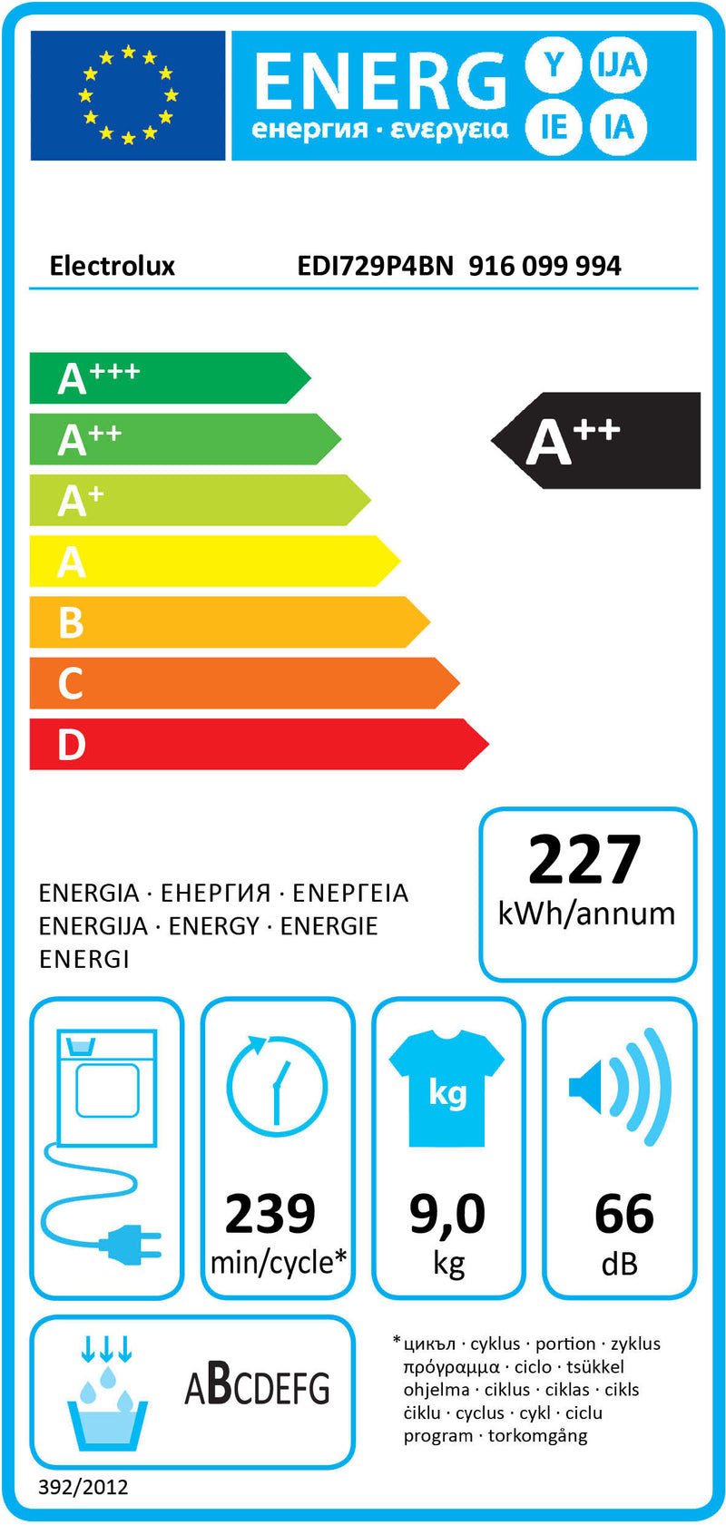 MÁQUINA DE SECAR ROUPA ELECTROLUX EDI729P4BN( 9 KG - CONDENSAÇÃO