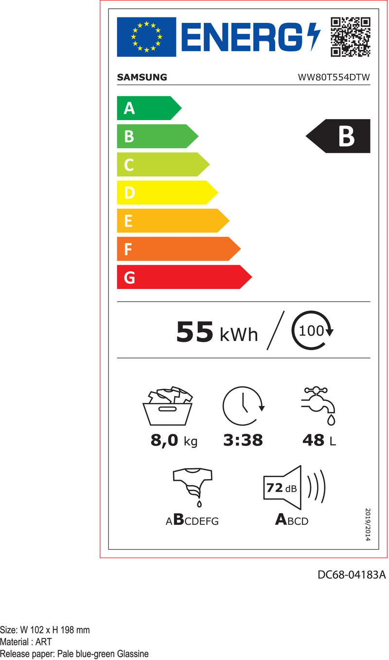 MÁQUINA DE LAVAR ROUPA 8KG SAMSUNG WW80T554DTW/S3