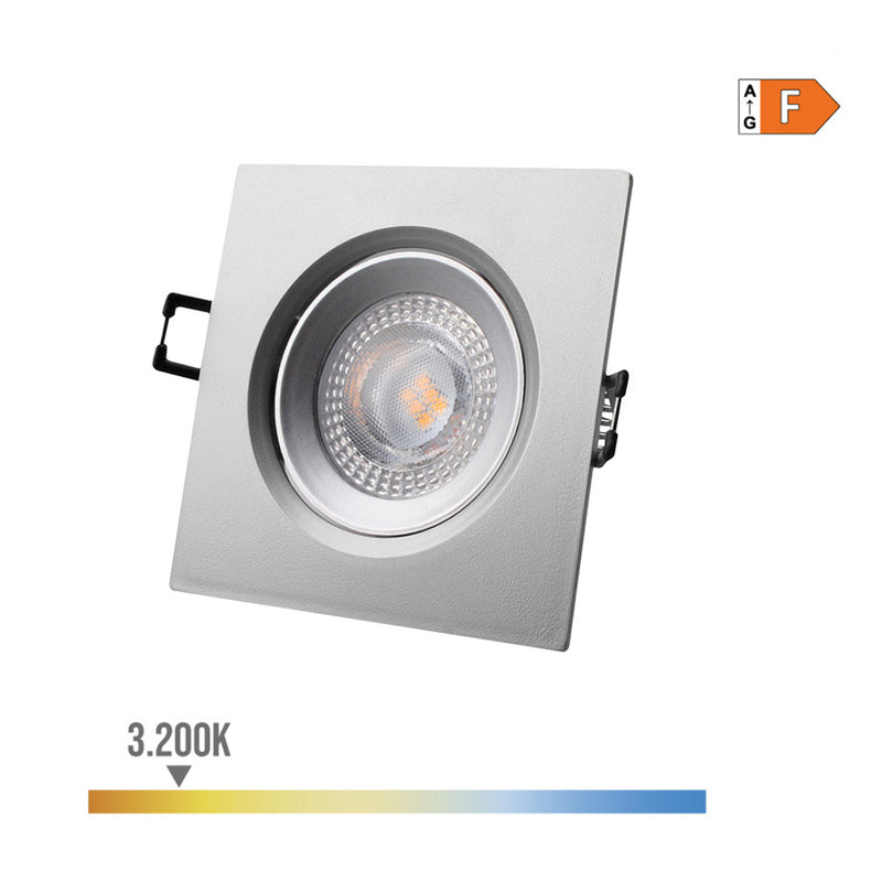 DOWNLIGHT LED QUADRADO DE ENCASTRAR 5W 3200K LUZ QUENTE ARO CROMA