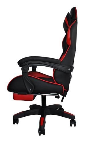 CADEIRA GAMING C/ APOIO DE PÉS PRETA / VERMELHO