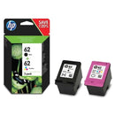 HP Conjunto Duplo de Tinteiros originais 62 Preto/Tricolor