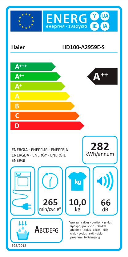 MÁQUINA DE SECAR ROUPA HAIER HD100A2959ES( 10 KG - CONDENSAÇÃO CO