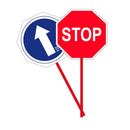 PLACA MANUAL DE SINALIZAÇÃO DUPLA FACE COM STOP E SENTIDO OBRIGAT