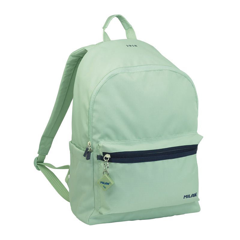 MOCHILA ESCOLAR 4 ZÍPERS 21L VERDE, SÉRIE 1918.