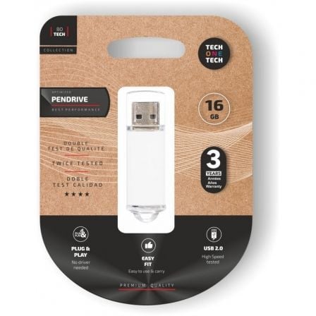 PEN DRIVE 16GB TECH ONE TECH BASIC USB 2.0 BRANCA