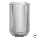 COPO DE VIDRO COM RISCAS EM RELEVO 430 ML, 6 UNID