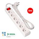 EXTENSÃO COM 6 TOMADAS T/TL 16A TIPO F + INTERRUPTOR 5M 3X1,5MM