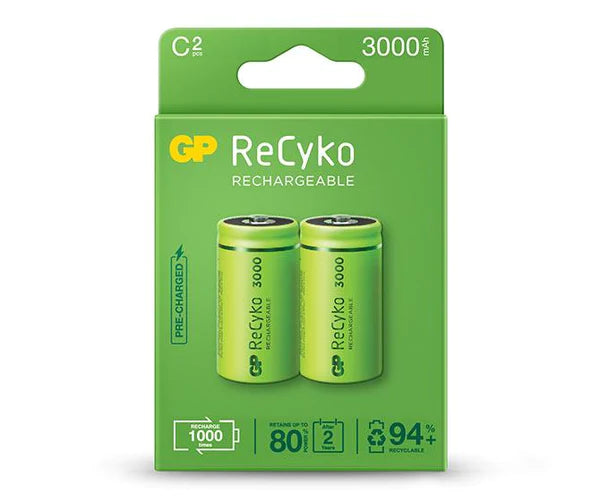 GP RECYKO PACK DE 2 PILAS RECARGABLES 3000MAH C 1.2V - PRECARGADA