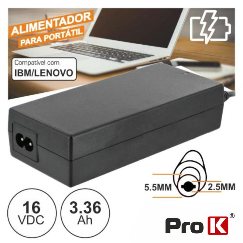 ALIMENTADOR P LENOVO 16V 3.36A 55W 5.5X2.5MM PROK