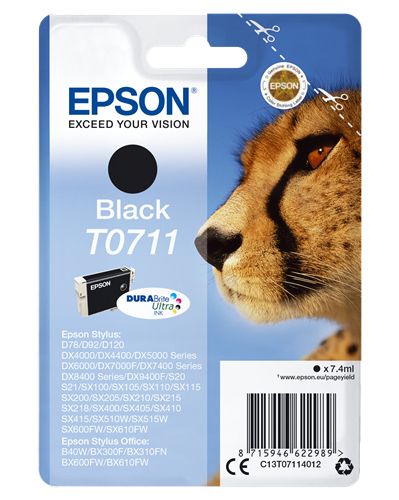 Epson Cheetah Singlepack Black T0711 DURABrite Ultra Ink tinteiro