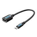 CABO USB 2.0 VENTION CCUBB MICROUSB MACHO - USB FÊMEA 15CM PRETO