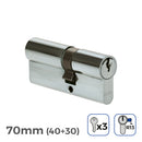 CILINDRO NIQUEL 70MM (40+30MM) CAME CURTA R13 COM 3 CHAVES INCLUÍ