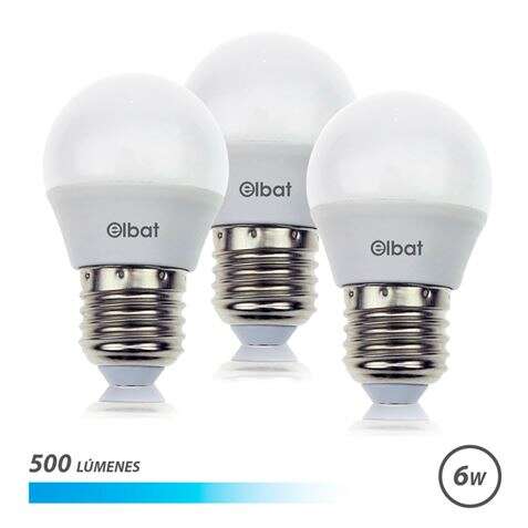 ELBAT PACK DE 3 BOMBILLAS LED G45 DE 6W - 500LM - BASE E27 - LUZ