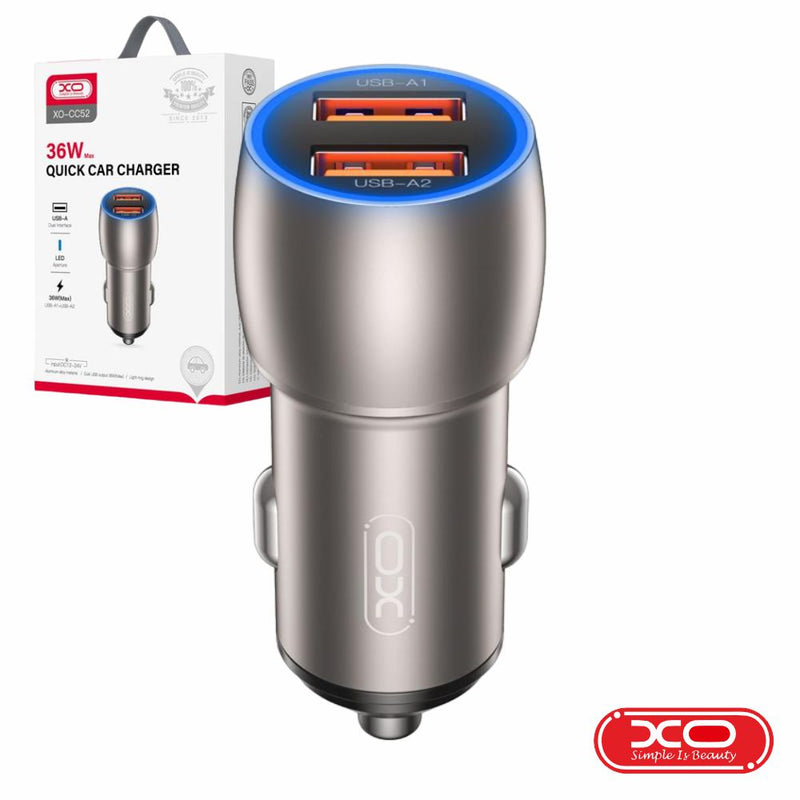 ADAPTADOR ISQUEIRO 2 USB-A 5V 36W QC 3.0 XO