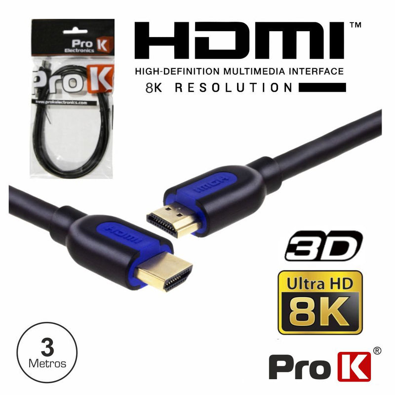 PROK CABO HDMI M/M 3MT 2.1 8K UHD