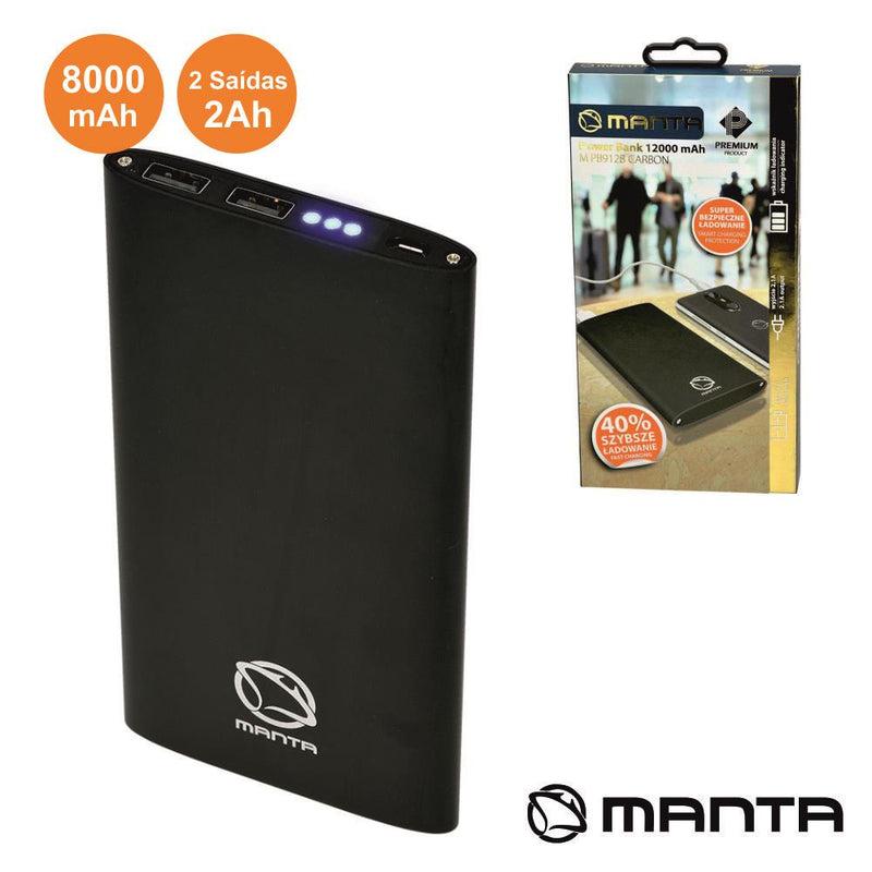 POWERBANK 8000MA FAST CHARGE DE CARBONO MANTA