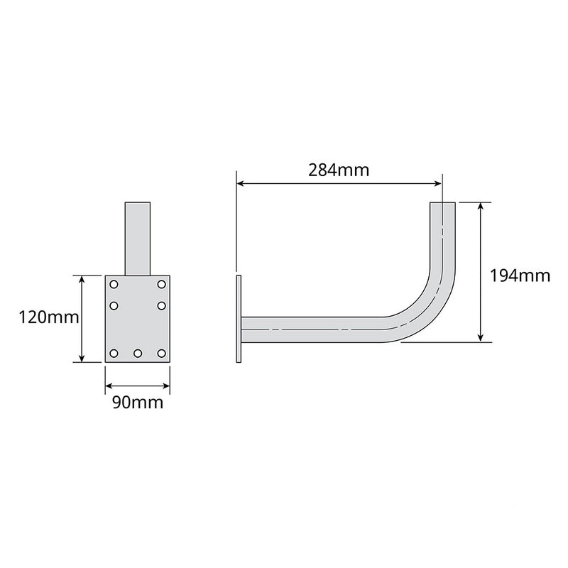 SUPORTE ´´L´´ 284X194MM Ø35MM ZINC+RPR TELEVES