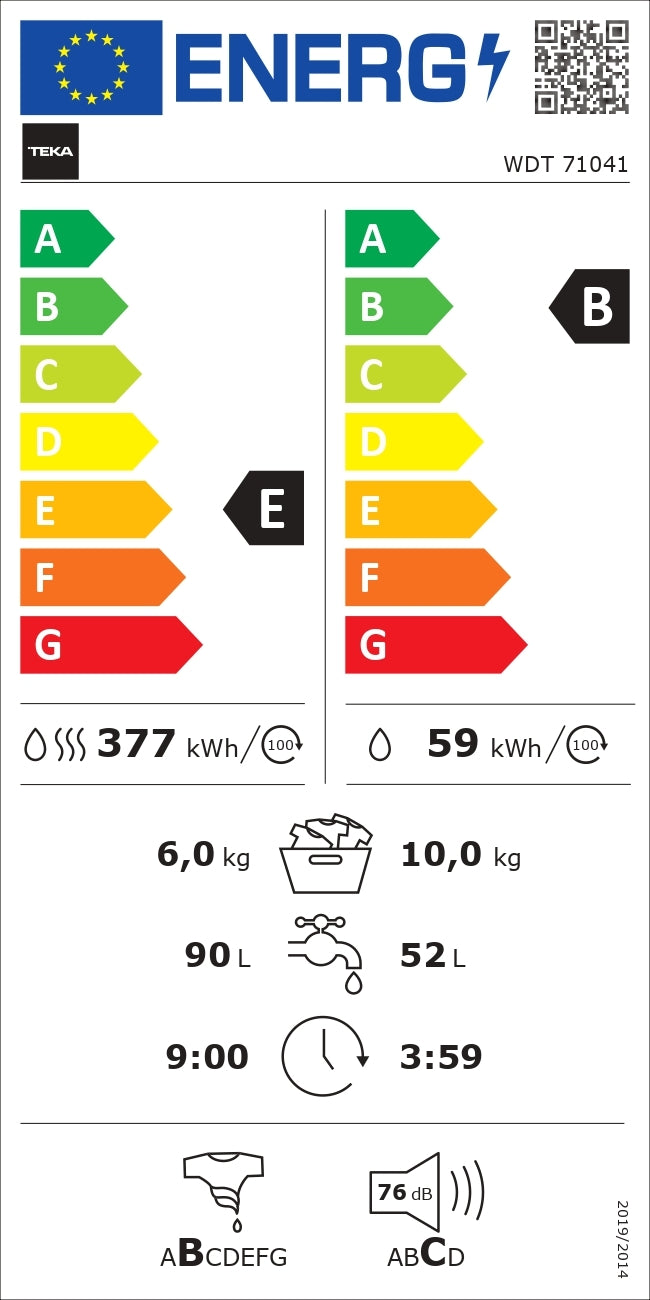 MÁQUINA DE LAVAR E SECAR ROUPA TEKA - WDT 71041 WH