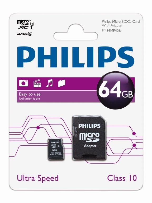 Philips FM64MP45B/10 cartão de memória 64 GB MicroSDHC UHS-I Clas