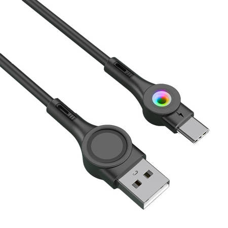 CABO FONENG X59 USB NA USB-C, LED, 3A, 1 M PRETO