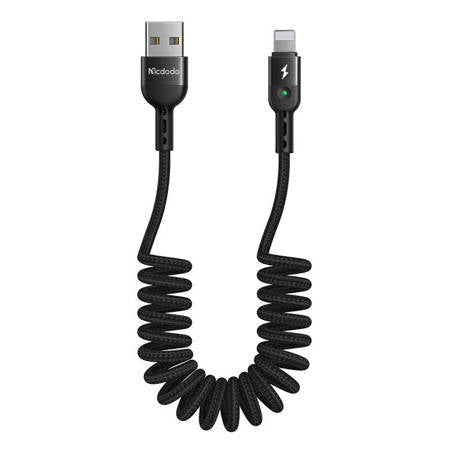 USB TO LIGHTNING CABLE, MCDODO CA-6410, SPRING, 1.8M (BLACK)