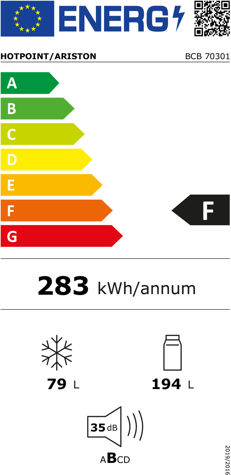 Hotpoint BCB 70301 frigorífico e congelador Embutido 273 l F Bran