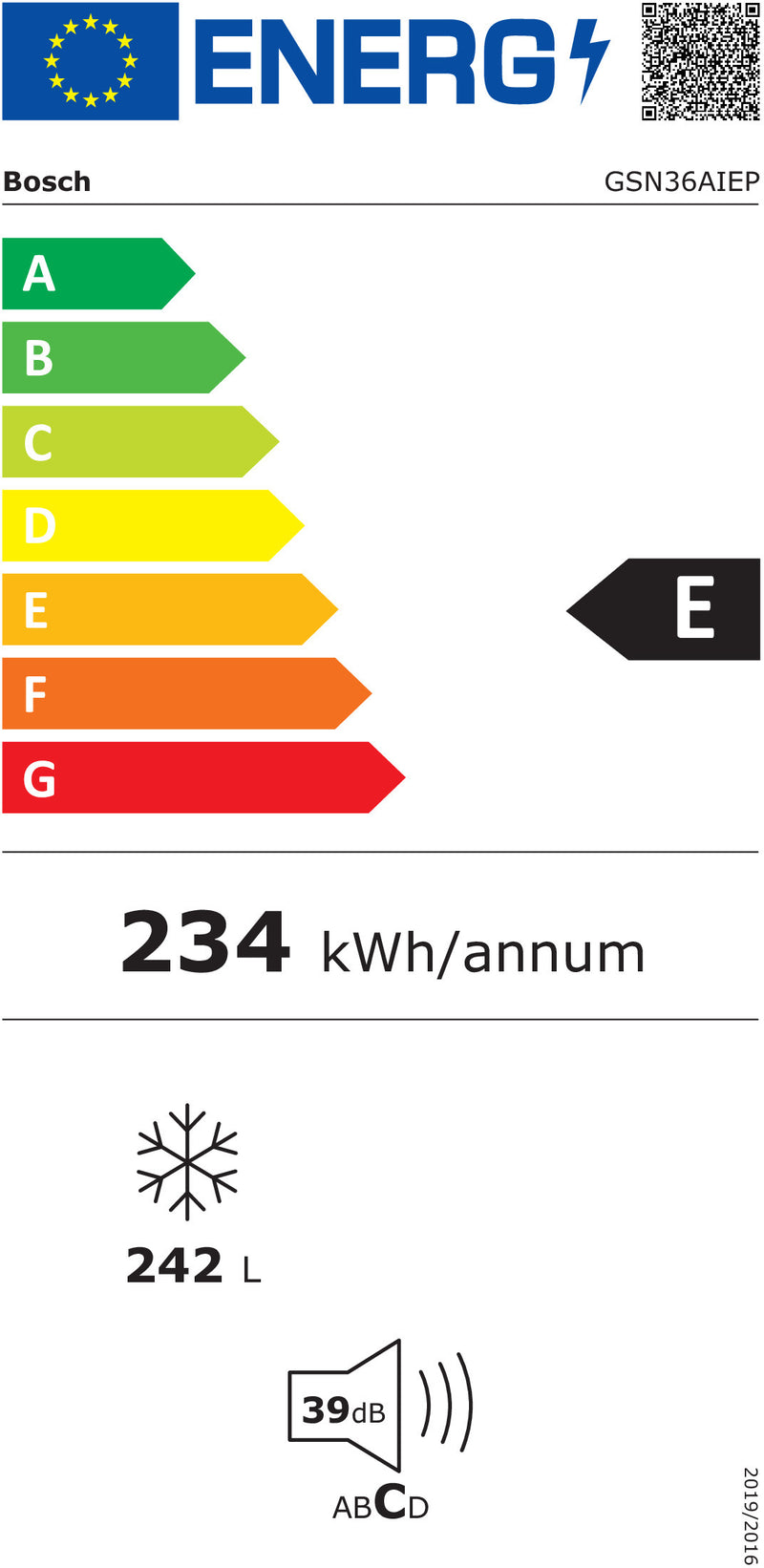 Bosch Serie 6 GSN36AIEP congelador/arca frigorífica De pé Indepen