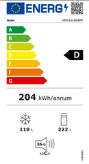 FRIGORÍFICO COMBINADO HAIER HDW1618DNPK NF 341L