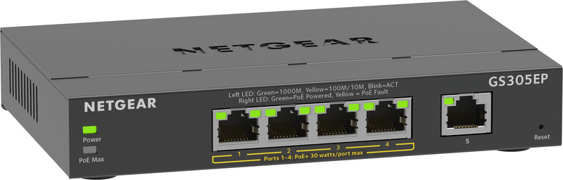 NETGEAR 5-Port Gigabit Ethernet PoE+ Plus Switch (GS305EP) Gerido