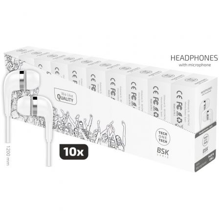 PACK 10 AURICULARES INTRAUDITIVOS TECH ONE TEC2955 CON MICRÓFONO