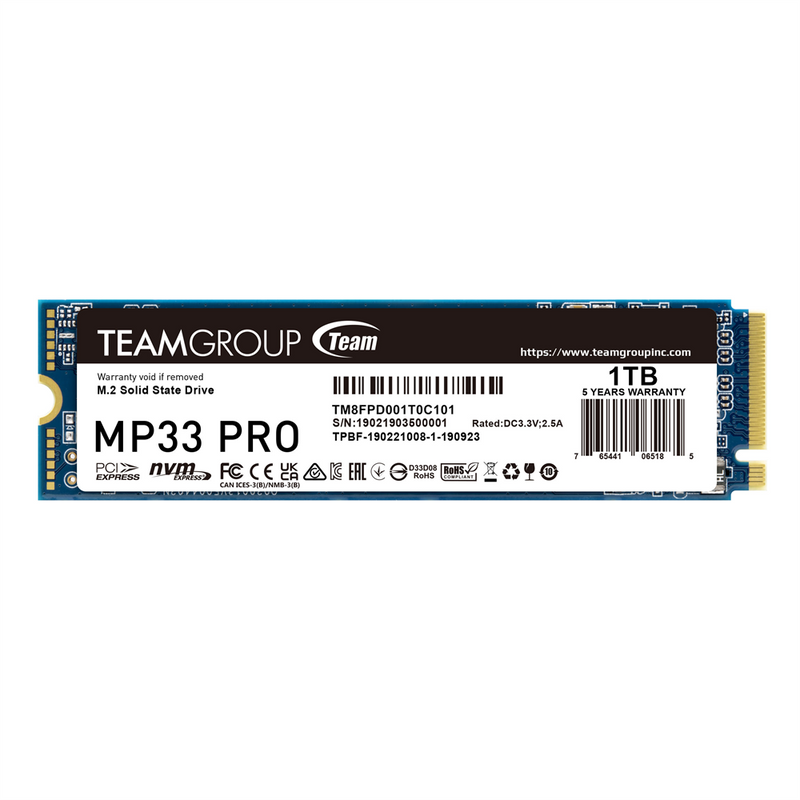 SSD M.2 PCIE NVME TEAM GROUP 1TB MP33 PRO