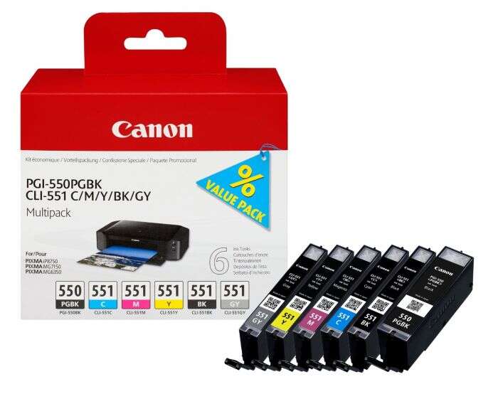 PACK 6 TINTEIROS CANON PGI-550CLI-551