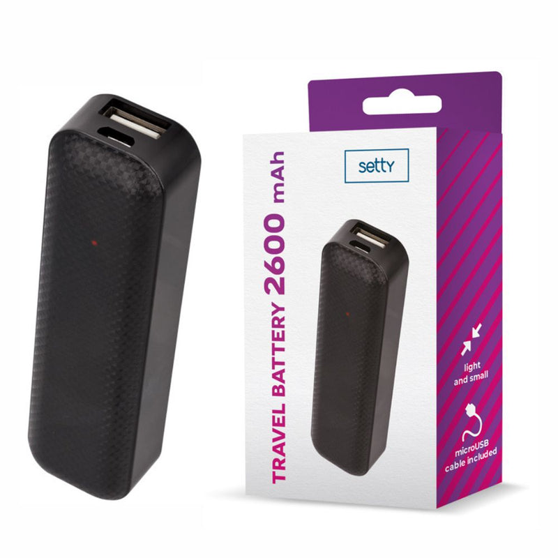 POWERBANK 2600MAH C FICHA MICRO USB PRETO SETTY