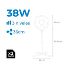 VENTOINHA DE PÉ 38 W, BRANCO, Ø40 CM, PACK DE 2 UNIDADES