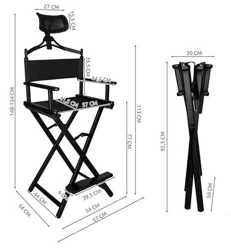 CADEIRA DE MAQUILHAGEM PROFISSIONAL DOBRÁVEL PRETA