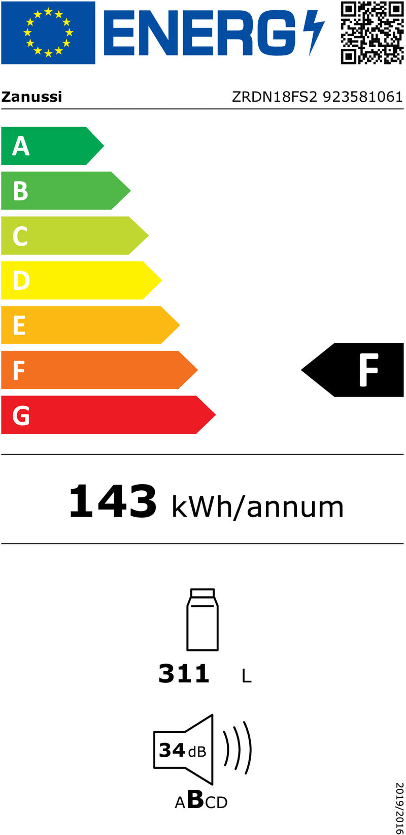 FRIGORIFICO ENCASTRE ZANUSSI 1P.314L.A+ -ZRDN18FS2