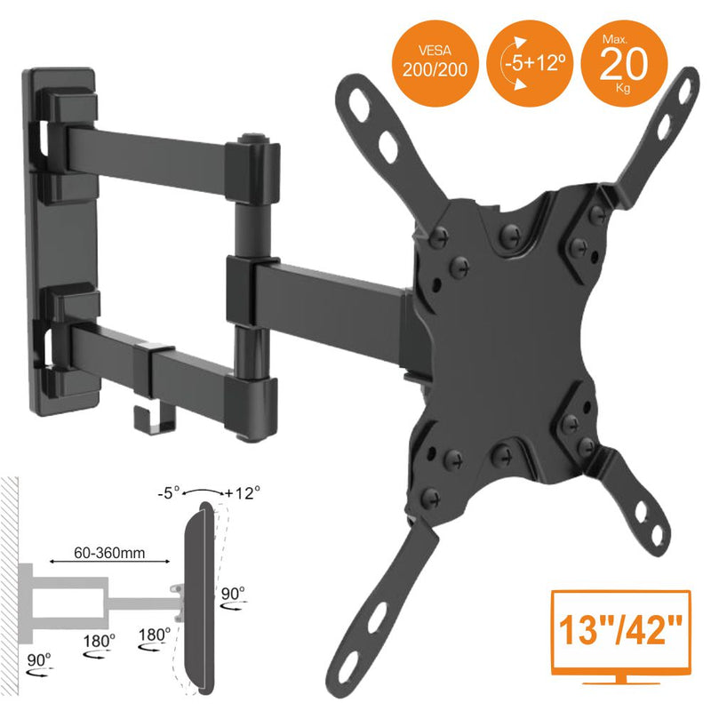 SUPORTE LCDLED 1342" C 2 BRAÇO VESA 200200 20KG