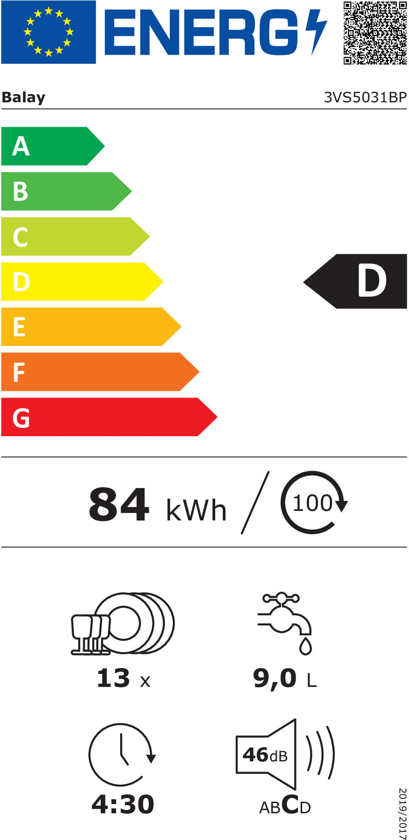 MÁQUINA DE LAVAR LOIÇA BALAY 3VS5031BP( 12 TALHERES - 5 P - D  )