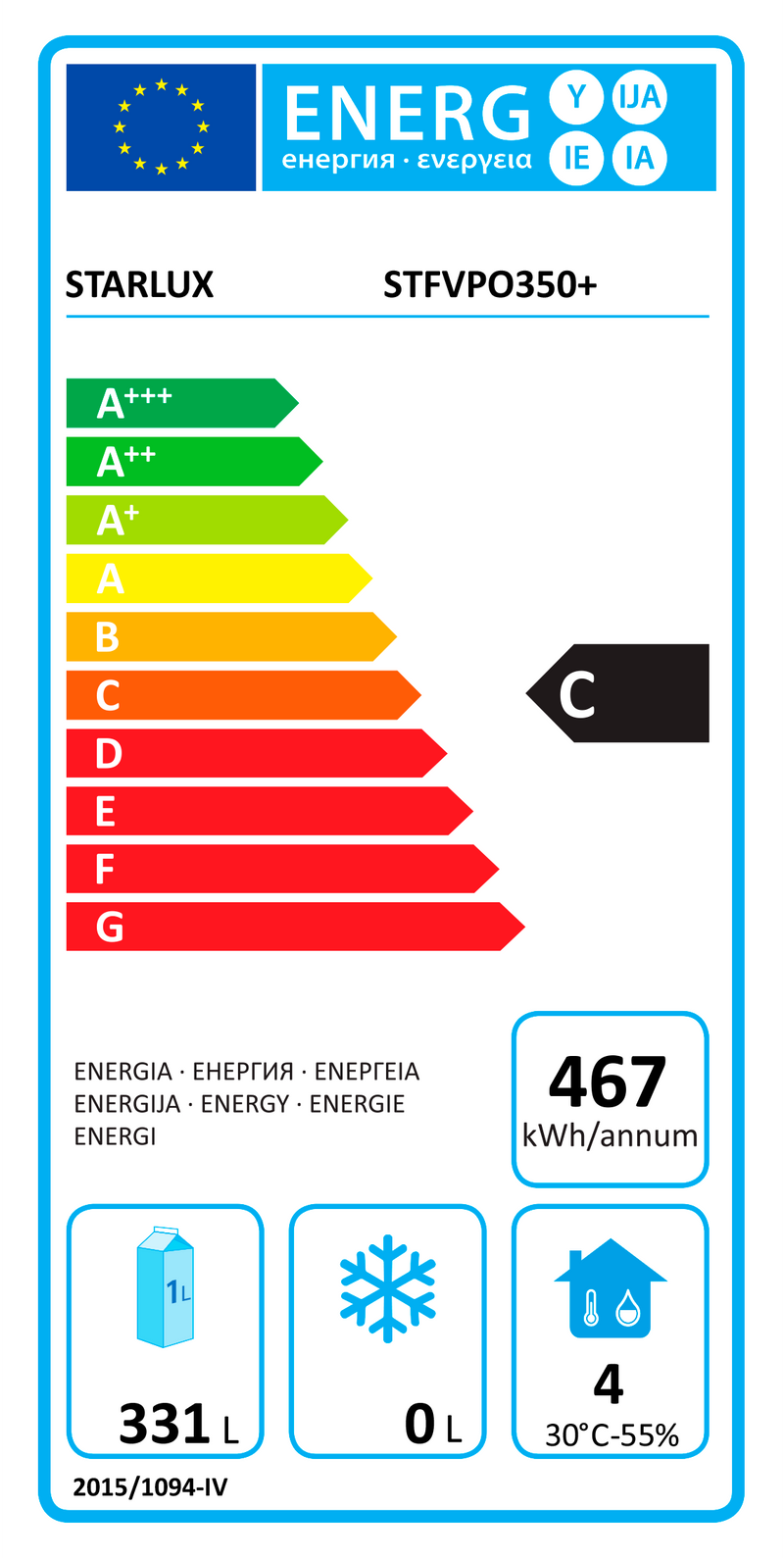 FRIGORIFICO STARLUX  STFVPO 350 +