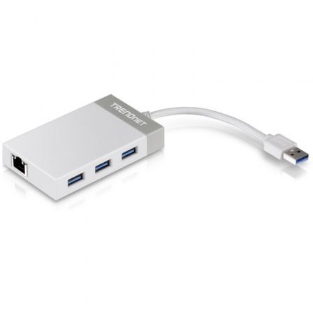 HUB USB 3.0 TRENDNET TU3-ETGH3 3XUSB 1XRJ45 BRANCO E CINZA