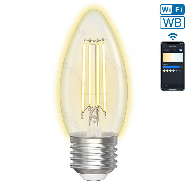 LÂMPADA DE FILAMENTO INTELIGENTE WI-FI WB C35 E27 (TRANSPARENTE)